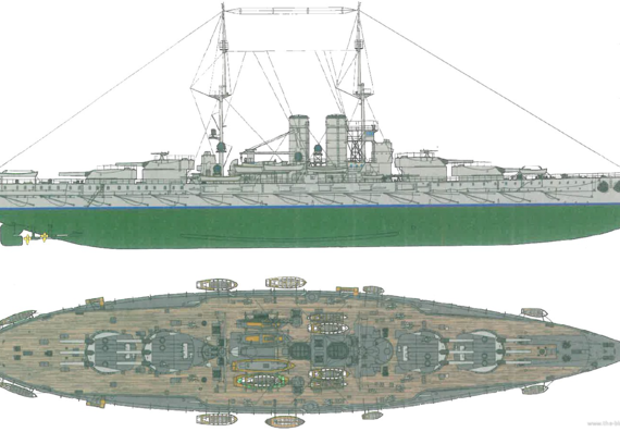 Корабль KuK Tegetthoff [Battleship] (1915) - чертежи, габариты, рисунки